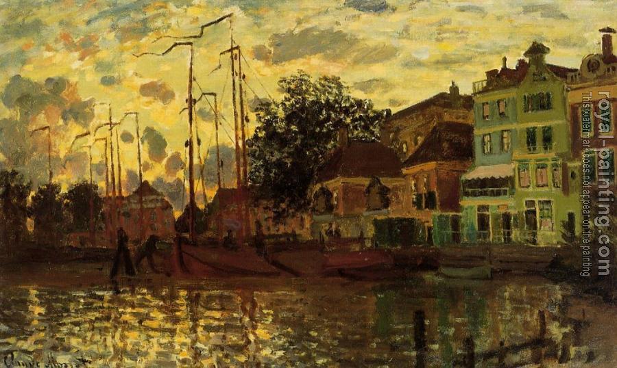 Claude Oscar Monet : The Dike at Zaandam, Evening
